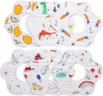 6pcs Baby Petal Bibs 360Degree Rotating Multicolor 100percent Cotton Super Soft and Absorbent with 8 Layers of Gauze Suitable for 03 Years Old Boys and Girls Who Are Teethi - Image 7